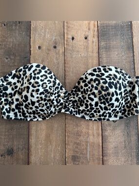 LA Hearts Leopard Print Bandeau Bikini Top